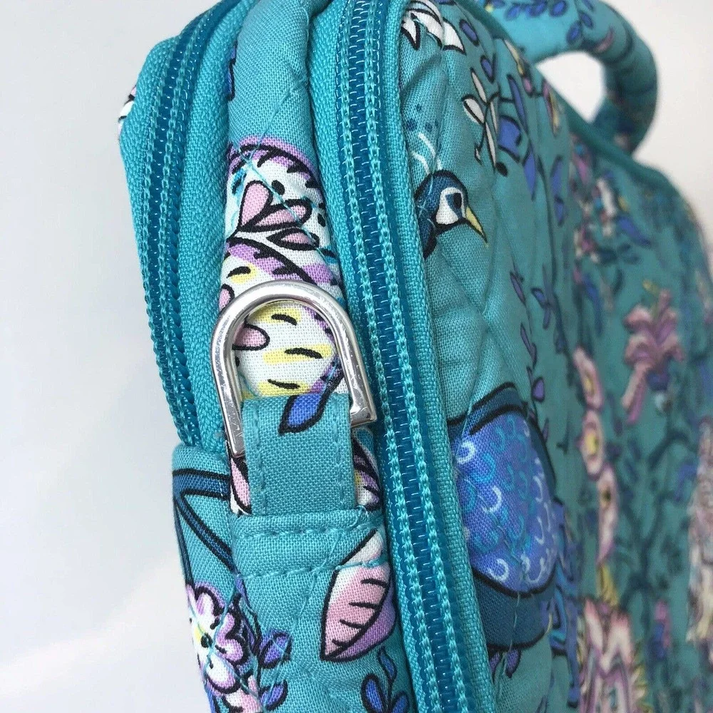 Vera Bradley NWT Laptop Workstation Quilted Crossbody Bag in Peacock Garden